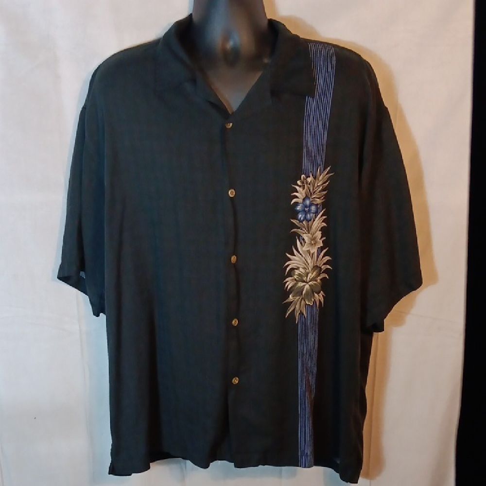 Men's Black and Blue Casual Shirt
